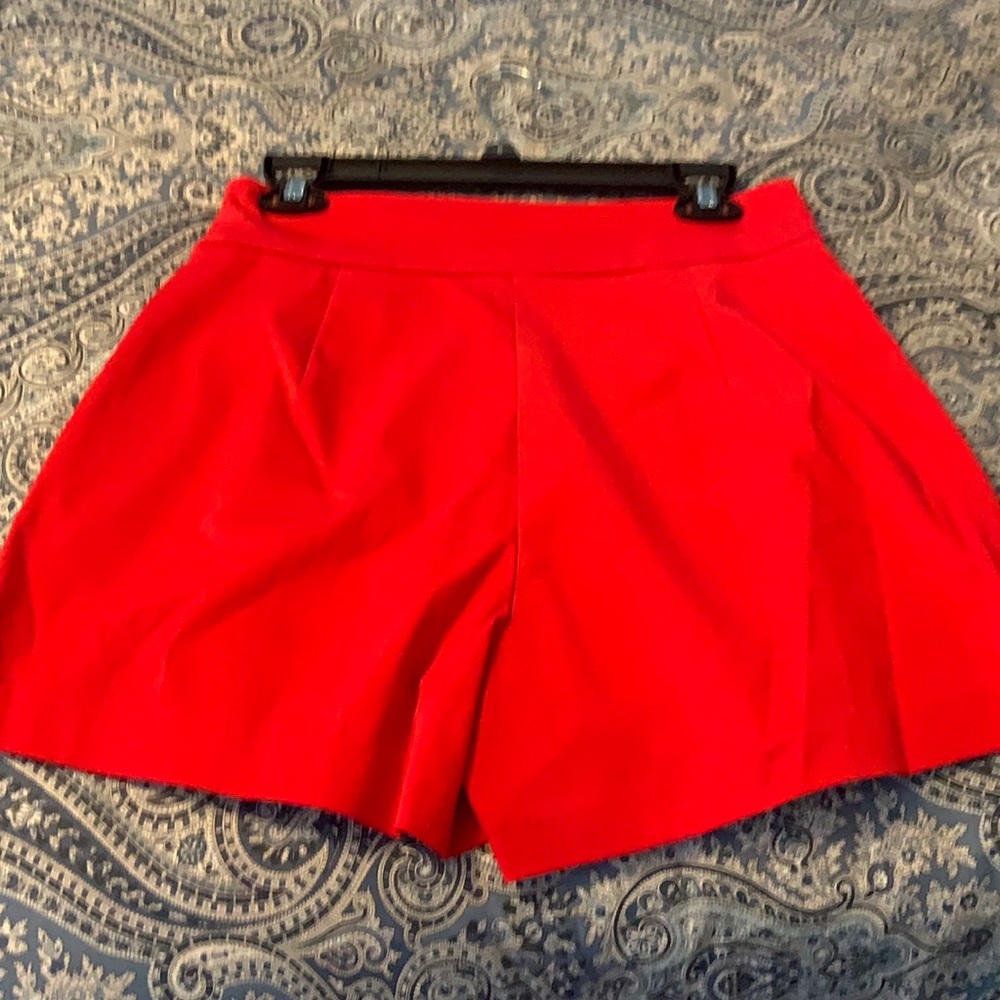 High waist red dressy shorts